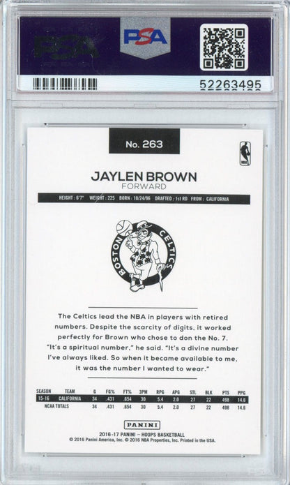 Graded 2016-17 Panini Hoops Jaylen Brown #263 Rookie RC Basketball Card PSA 10 Gem Mint