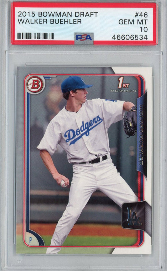 Graded 2015 Bowman Draft Walker Buehler #46 Rookie RC Baseball Card PSA 10 Gem Mint