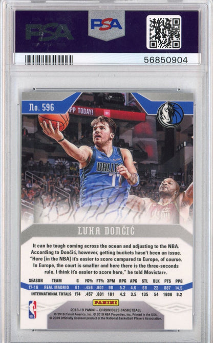 Graded 2018-19 Panini Chronicles Luka Doncic #596 Rookie RC Basketball Card PSA 10 Gem Mint