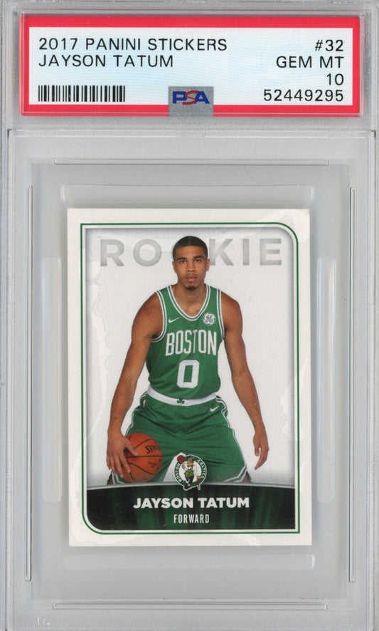 Graded 2017-18 Panini Stickers Jayson Tatum #32 Rookie RC Basketball Card PSA 10 Gem Mint