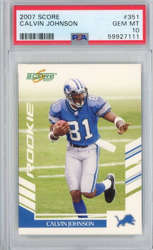 Graded 2007 Score Calvin Johnson #351 Rookie RC Football Card PSA 10 Gem Mint