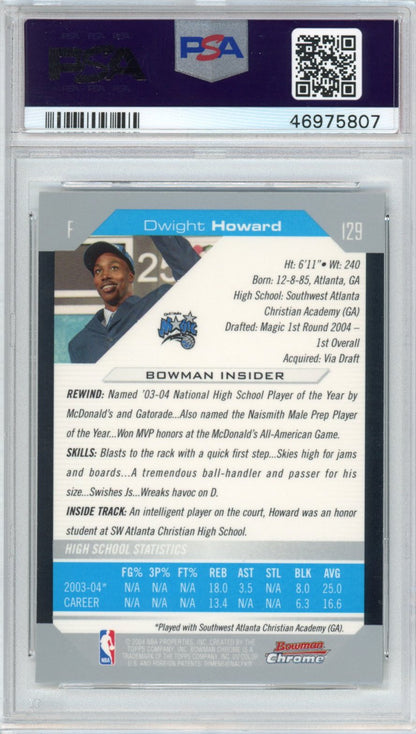 Graded 2004-05 Bowman Chrome DP Draft Picks & Prospects Dwight Howard #129 Rookie RC Basketball Card PSA 10 Gem Mint
