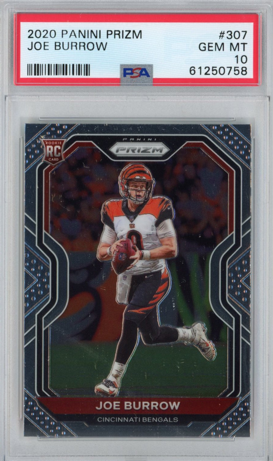 Graded 2020 Panini Prizm Joe Burrow #307 Rookie RC Football Card PSA 10 Gem Mint