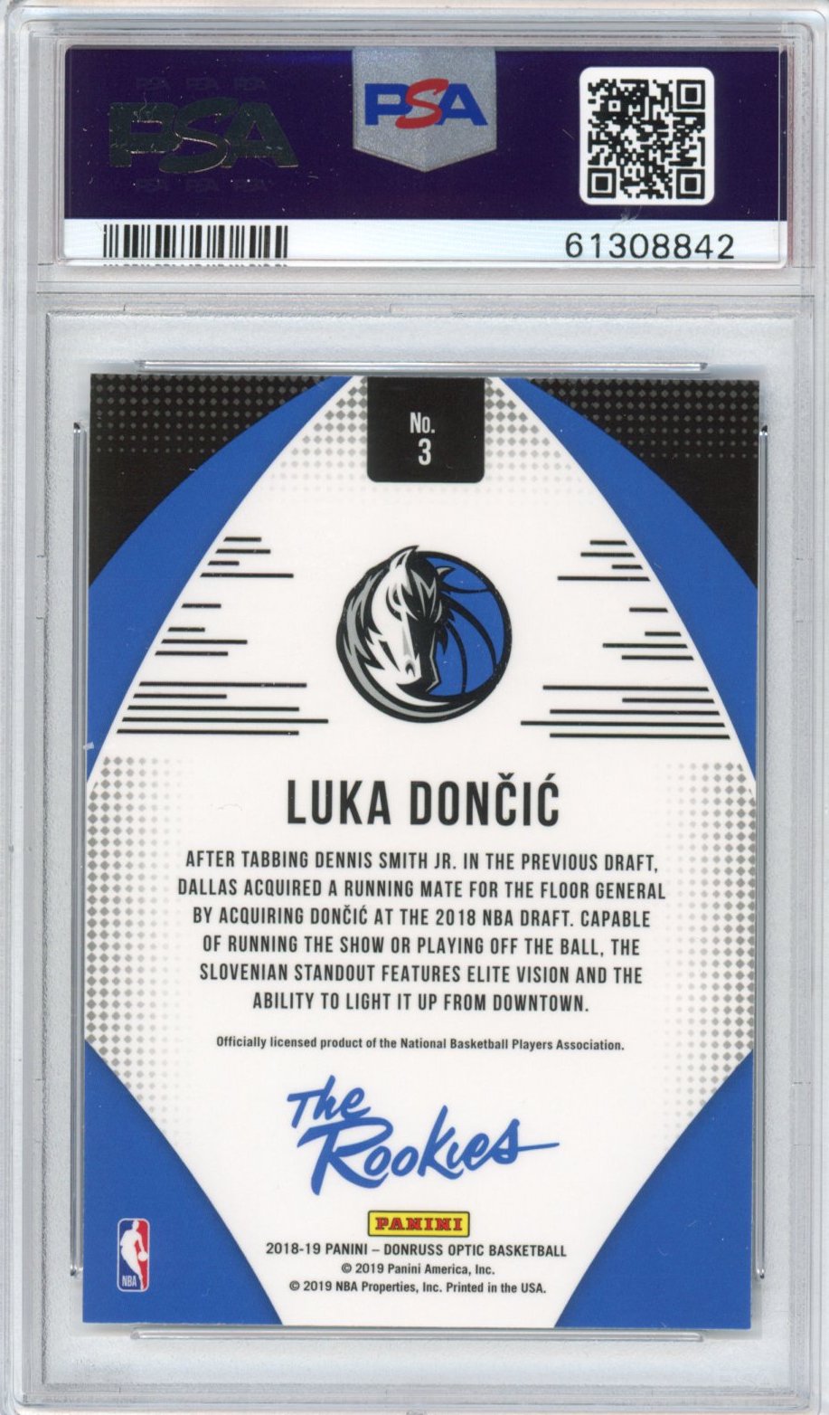 Graded 2018-19 Panini Donruss Optic Luka Doncic #3 The Rookies RC Basketball Card PSA 10 Gem Mint