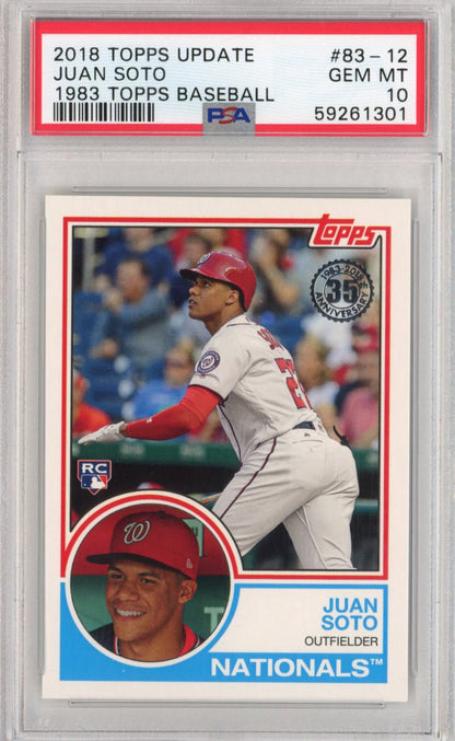 Graded 2018 Topps Update Juan Soto #83-12 1983 Rookie RC Baseball Card PSA 10 Gem Mint