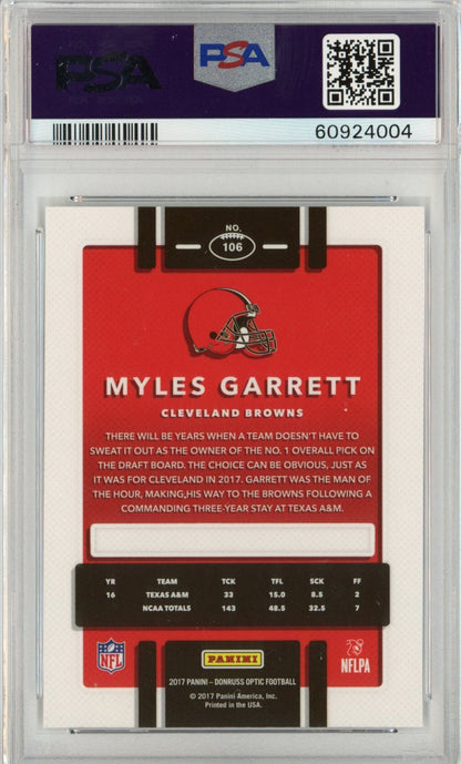 Graded 2017 Panini Donruss Optic Myles Garrett #106 Rookie RC Football Card PSA 10 Gem Mint