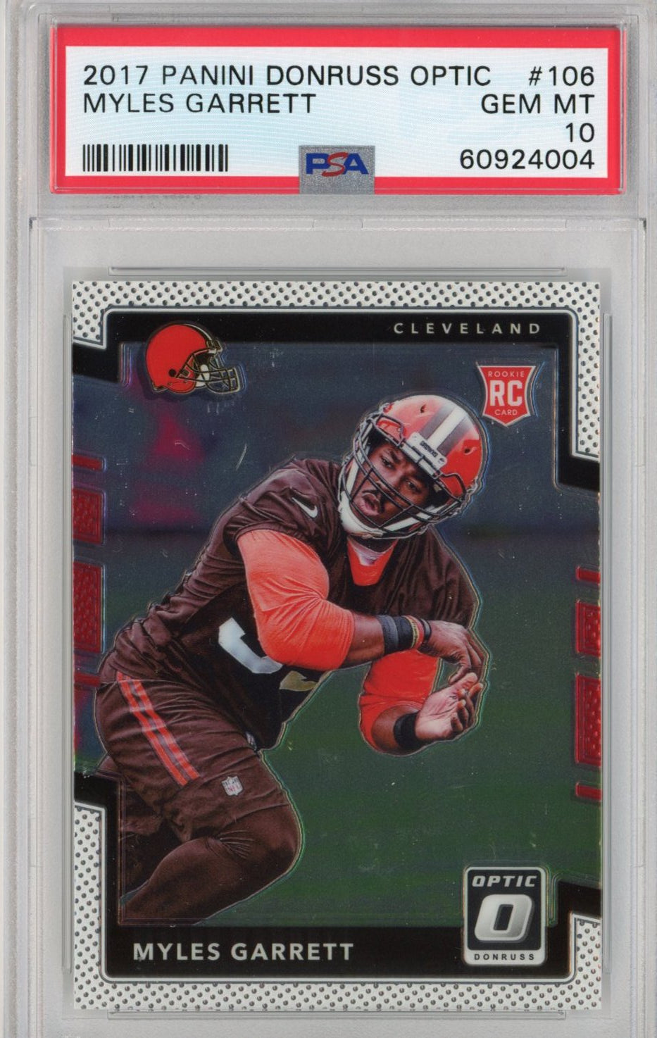 Graded 2017 Panini Donruss Optic Myles Garrett #106 Rookie RC Football Card PSA 10 Gem Mint