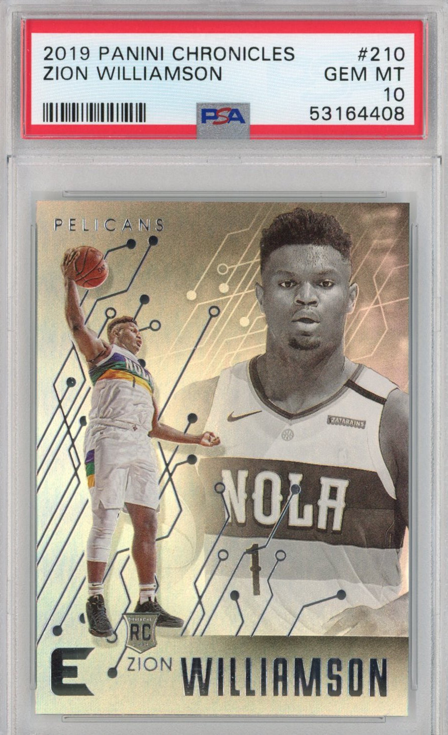 Graded 2019-20 Panini Chronicles Zion Williamson #210 Rookie RC Basketball Card PSA 10 Gem Mint