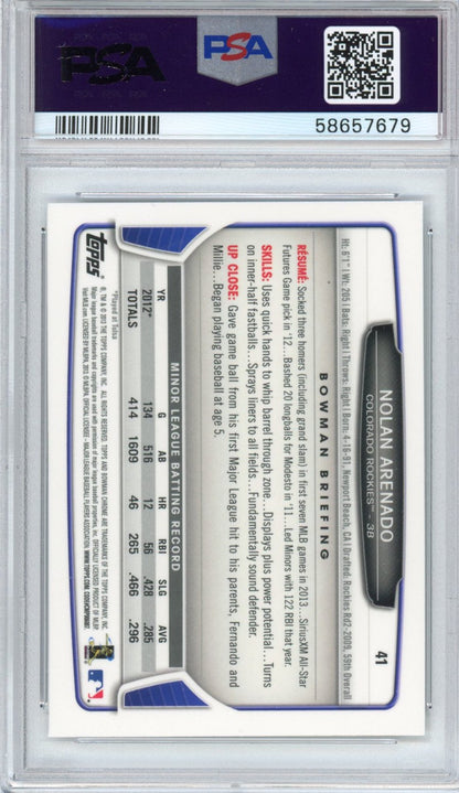 Graded 2013 Bowman Chrome Draft Picks & Prospects Nolan Arenado #41 Rookie RC Baseball Card PSA 10 Gem Mint