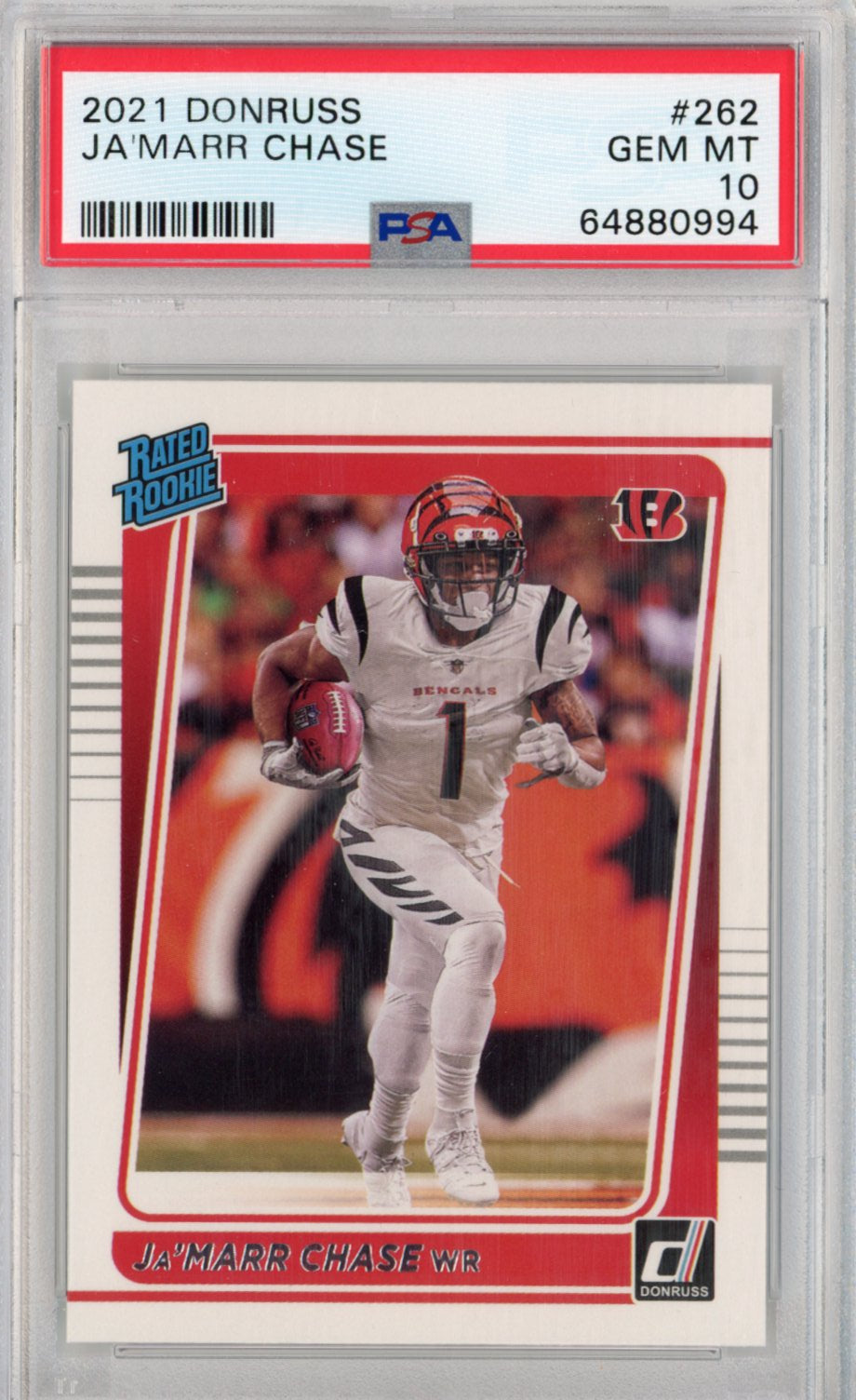 Graded 2021 Panini Donruss Ja'Marr Chase #262 Rookie RC Football Card PSA 10 Gem Mint