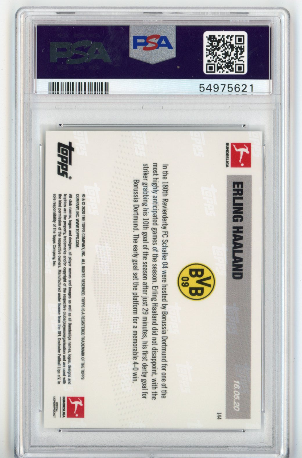 Graded 2019 Topps Now Erling Haaland #144 Bundesliga Rookie RC Soccer Card PSA 10 Gem Mint
