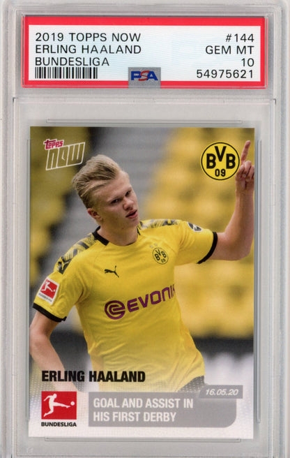 Graded 2019 Topps Now Erling Haaland #144 Bundesliga Rookie RC Soccer Card PSA 10 Gem Mint