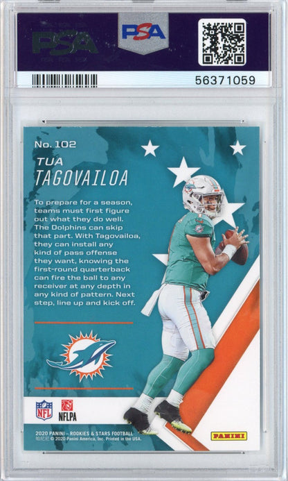 Graded 2020 Panini Rookies & Stars Tua Tagovailoa #102 Rookie RC Football Card PSA 10 Gem Mint