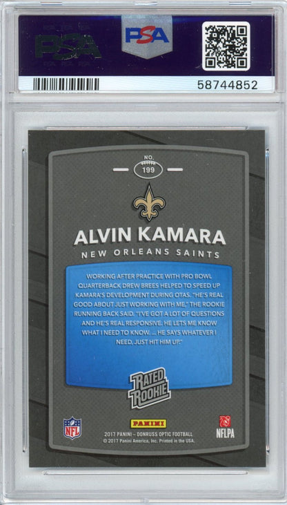 Graded 2017 Panini Donruss Optic Alvin Kamara #199 Rookie RC Football Card PSA 10 Gem Mint