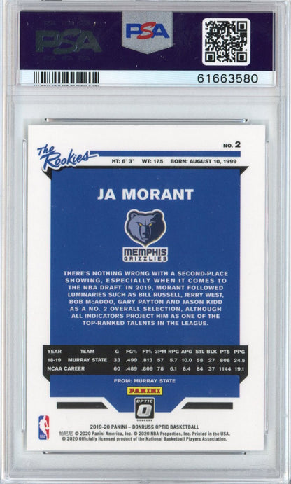 Graded 2019-20 Panini Donruss Optic Ja Morant #2 The Rookies RC Basketball Card PSA 10 Gem Mint