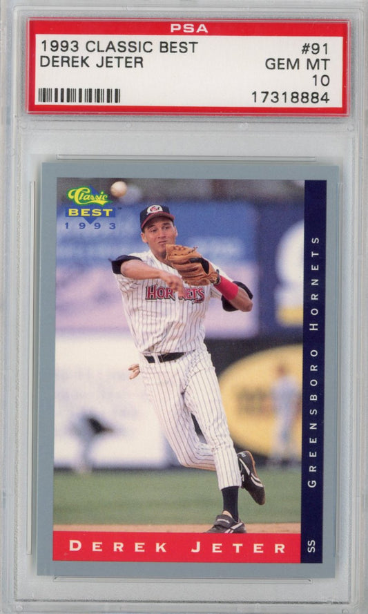 Graded 1993 Classic Best Derek Jeter #91 Rookie RC Baseball Card PSA 10 Gem Mint