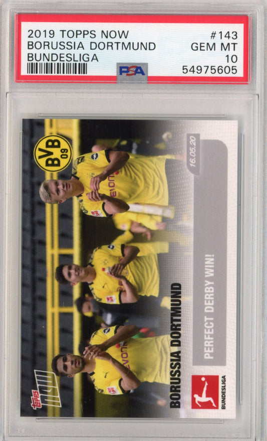 Graded 2019 Topps Now Erling Haaland #143 Borussia Dortmund Bundesliga Rookie RC Soccer Card PSA 10 Gem Mint