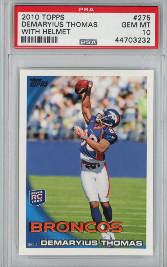 Graded 2010 Topps Demaryius Thomas #275 With Helmet Rookie RC Football Card PSA 10 Gem Mint