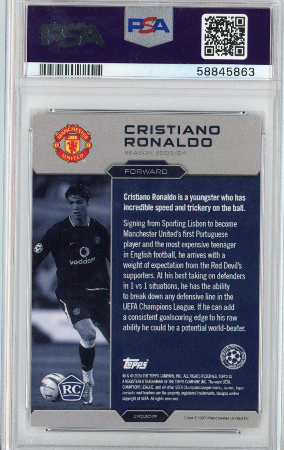 Graded 2020 Topps Cristiano Ronaldo The Lost Rookie Cards RC Soccer Card PSA 10 Gem Mint