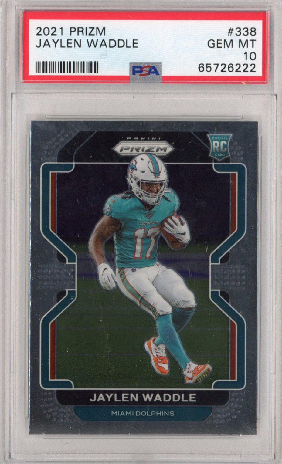 Graded 2021 Panini Prizm Jaylen Waddle #338 Rookie RC Football Card PSA 10 Gem Mint