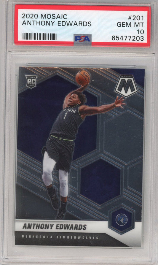 Graded 2020-21 Panini Mosaic Anthony Edwards #201 Rookie RC Basketball Card PSA 10 Gem Mint