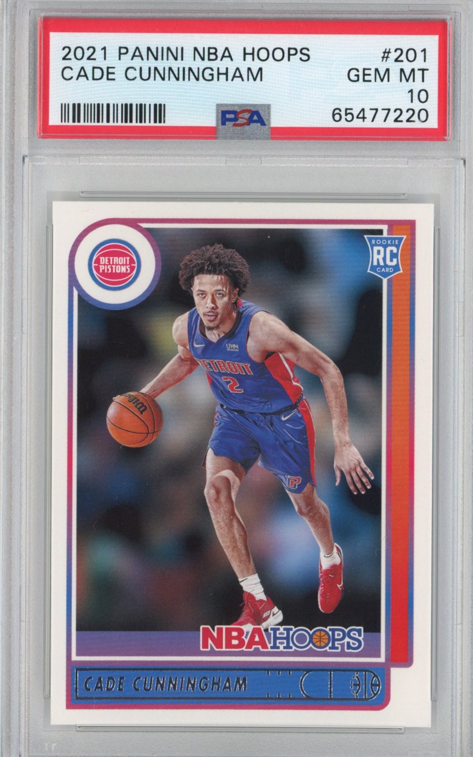 Graded 2021-22 Panini NBA Hoops Cade Cunningham #201 Rookie RC Basketball Card PSA 10 Gem Mint