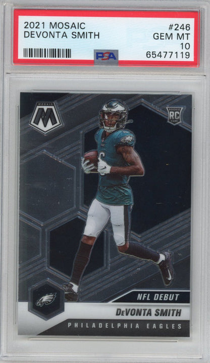 Graded 2021 Panini Mosaic DeVonta Smith #246 Rookie RC Football Card PSA 10 Gem Mint