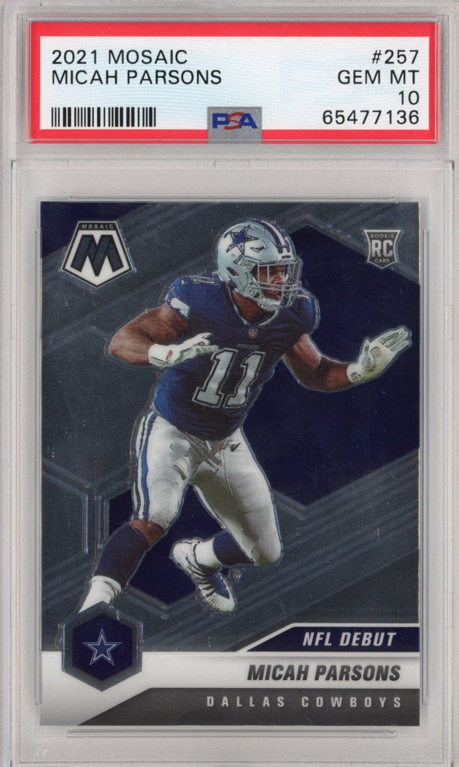 Graded 2021 Panini Mosaic Micah Parsons #257 Rookie RC Football Card PSA 10 Gem Mint