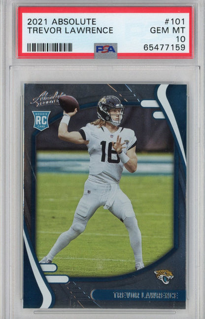 Graded 2021 Panini Absolute Trevor Lawrence #101 Rookie RC Football Card PSA 10 Gem Mint