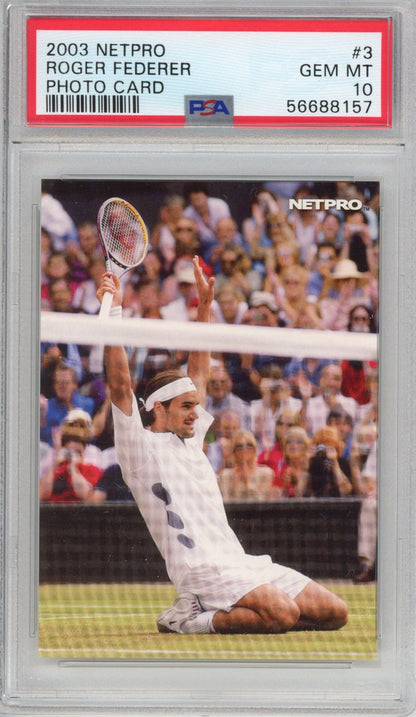 Graded 2003 Netpro Elite Roger Federer #3 Photo Rookie RC Tennis Card PSA 10 Gem Mint