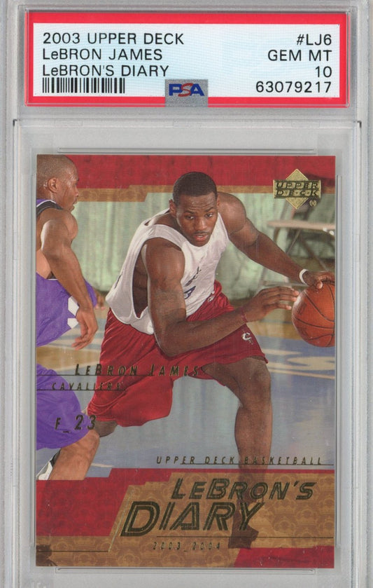 Graded 2003-04 Upper Deck LeBron James #LJ6 LeBron's Diary Rookie RC Basketball Card PSA 10 Gem Mint