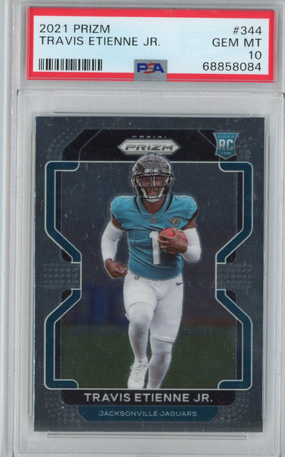 Graded 2021 Panini Prizm Travis Etienne Jr. #344 Rookie RC Football Card PSA 10 Gem Mint