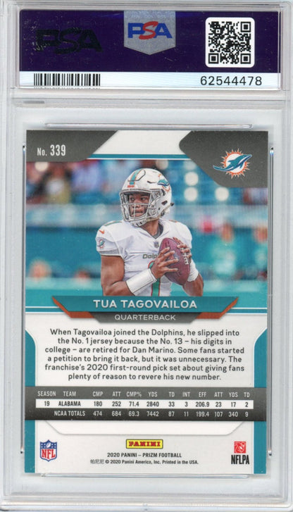 Graded 2020 Panini Prizm Tua Tagovailoa #339 Rookie RC Football Card PSA 10 Gem Mint