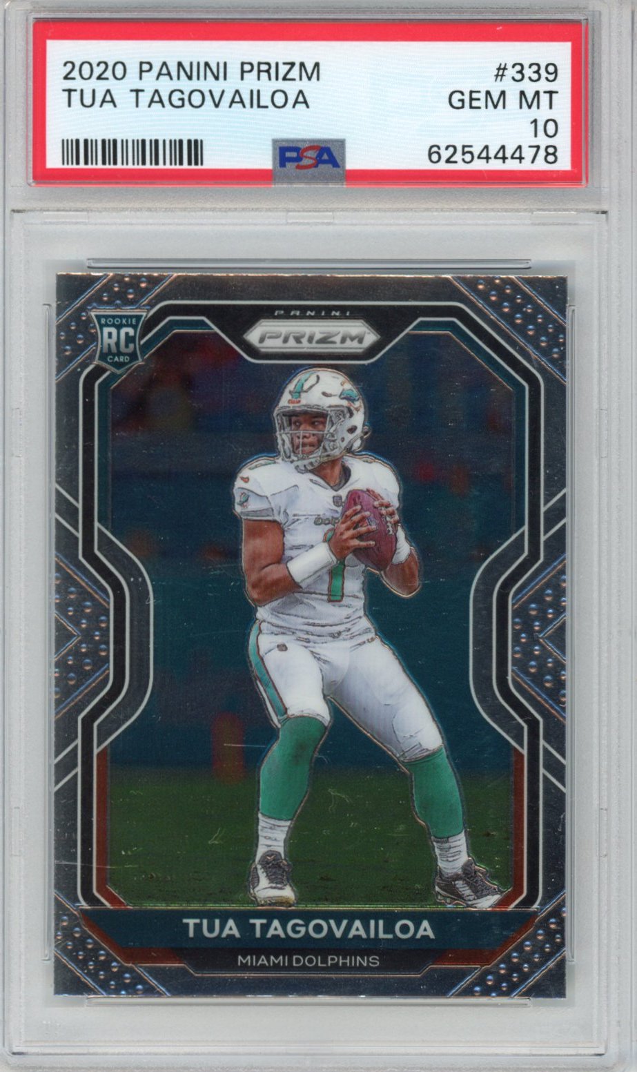 Graded 2020 Panini Prizm Tua Tagovailoa #339 Rookie RC Football Card PSA 10 Gem Mint