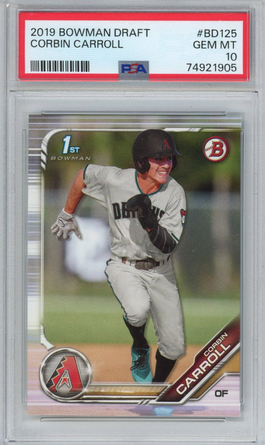 Graded 2019 Bowman Draft Corbin Carroll #BD125 Rookie RC Baseball Card PSA 10 Gem Mint