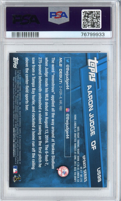 Graded 2017 Topps Update Aaron Judge #US99 Rookie Debut RC Baseball Card PSA 10 Gem Mint