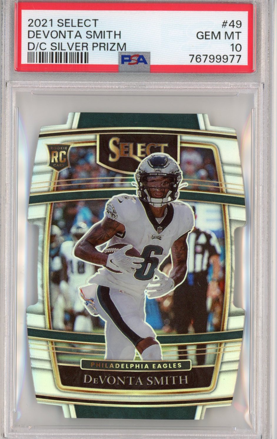 Graded 2021 Panini Select Devonta Smith #49 Die-Cut Silver Prizm Concourse Rookie RC Football Card PSA 10