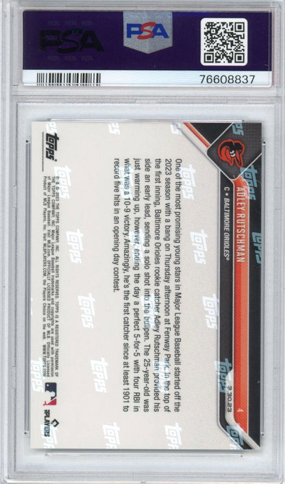 Graded 2023 Topps Now Adley Rutschman #4 Rookie RC Baseball Card PSA 10 Gem Mint