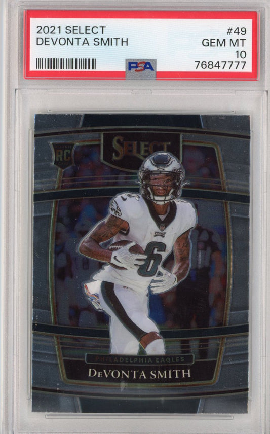 Graded 2021 Panini Select Devonta Smith #49 Concourse Rookie RC Football Card PSA 10