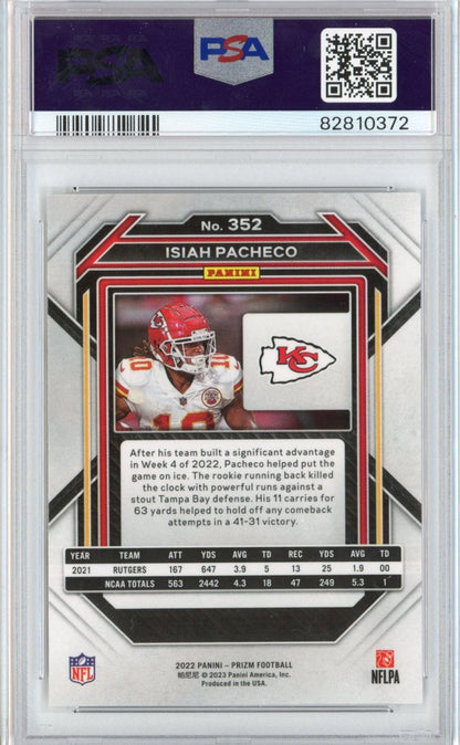 Graded 2022 Panini Prizm Isiah Pacheco #352 Rookie RC Football Card PSA 9 Mint