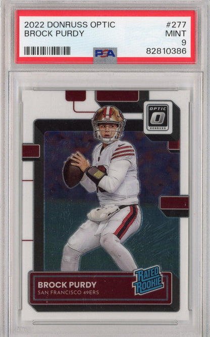 Graded 2022 Panini Donruss Optic Brock Purdy #277 Rookie RC Football Card PSA 9 Mint