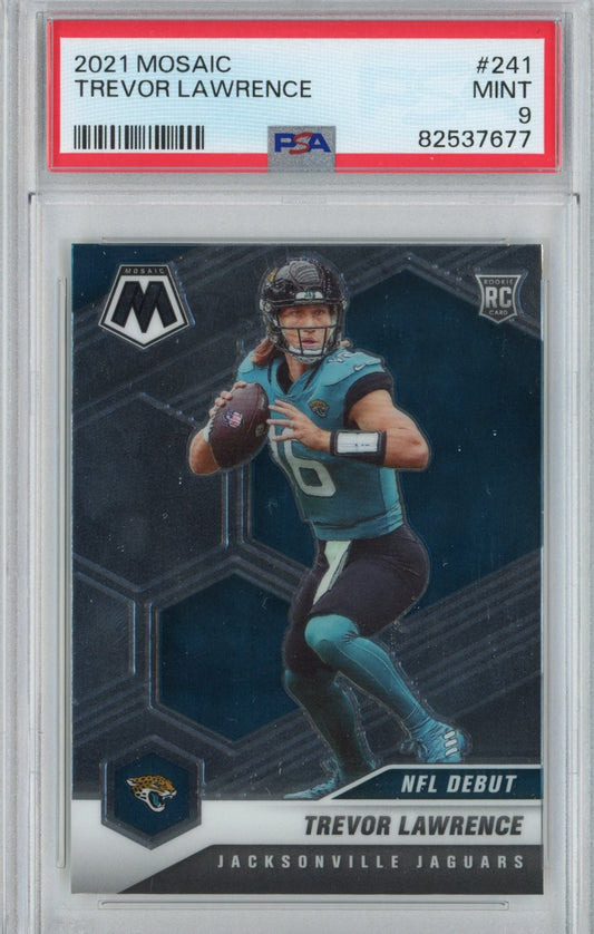 Graded 2021 Panini Mosaic Trevor Lawrence #241 Rookie RC Football Card PSA 9 Mint