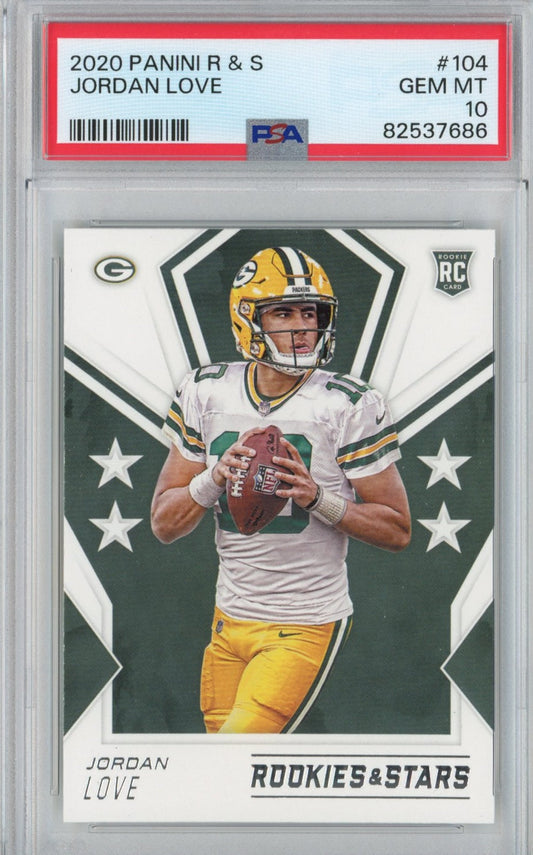 Graded 2020 Panini Rookies & Stars Jordan Love #104 Rookie RC Football Card PSA 10 Gem Mint