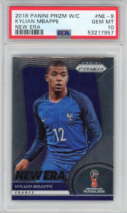 Graded 2018 Panini Prizm Kylian Mbappe #NE-9 World Cup New Era Rookie RC Soccer Card PSA 10 Gem Mint