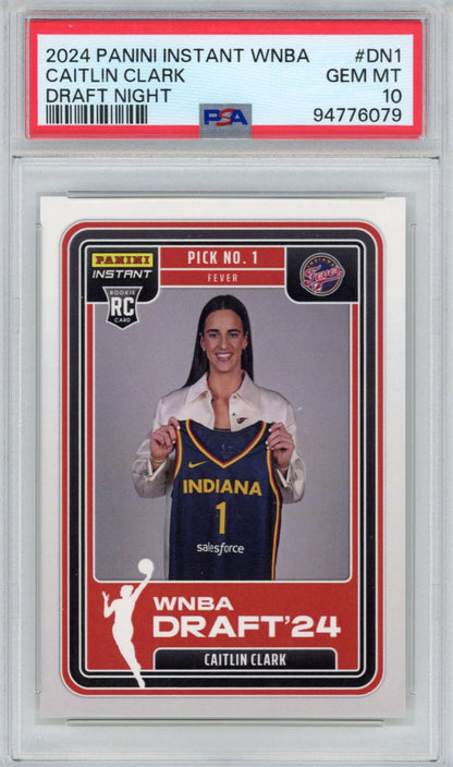 Graded 2024 Panini Instant WNBA Caitlin Clark #DN1 Draft Night Rookie RC Basketball Card PSA 10 Gem Mint