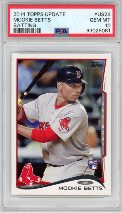 Graded 2014 Topps Update Mookie Betts #US26 Batting Rookie RC Baseball Card PSA 10 Gem Mint