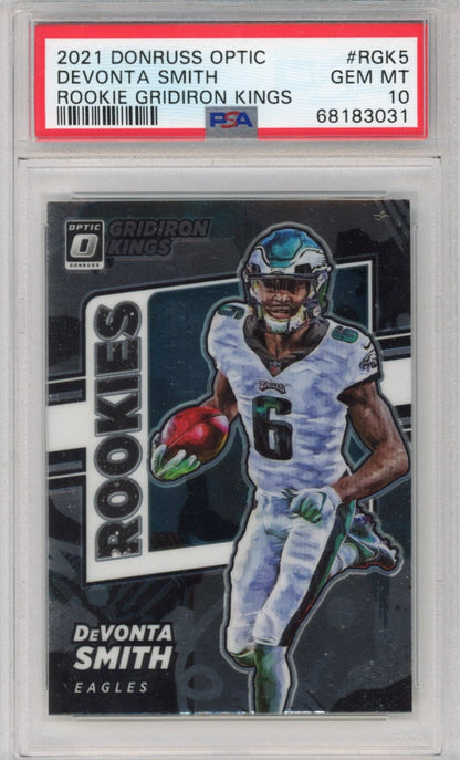 Graded 2021 Panini Donruss Optic DeVonta Smith #RGK5 Rookie Gridiron Kings Rookie RC Football Card PSA 10 Gem Mint