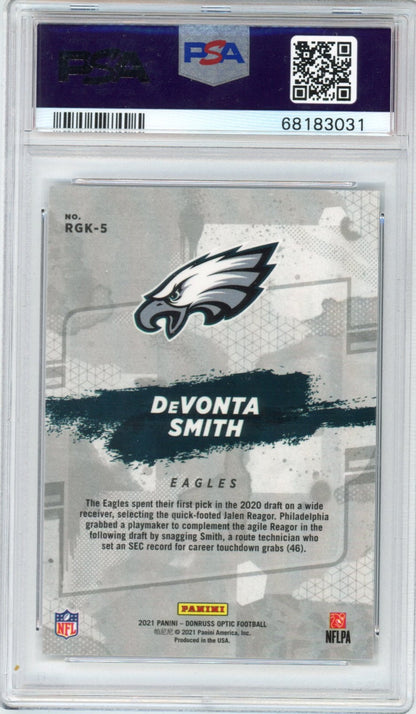 Graded 2021 Panini Donruss Optic DeVonta Smith #RGK5 Rookie Gridiron Kings Rookie RC Football Card PSA 10 Gem Mint