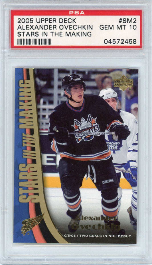Graded 2005 Upper Deck Alex Ovechkin #SM2 Stars in the Making Rookie RC Hockey Card PSA 10 Gem Mint