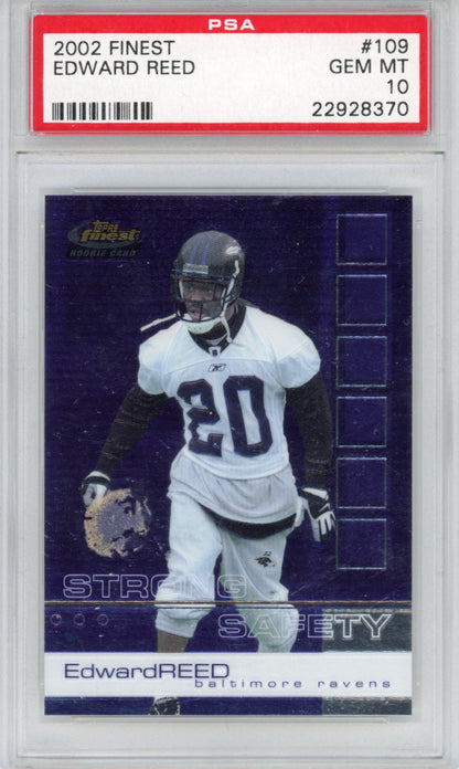Graded 2002 Topps Finest Ed Reed #109 Rookie RC Football Card PSA 10 Gem Mint